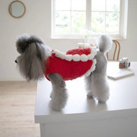 HKM-7771453 Pet Winter Clothing with Thick Fur Collar and Red Chinese Knot Design