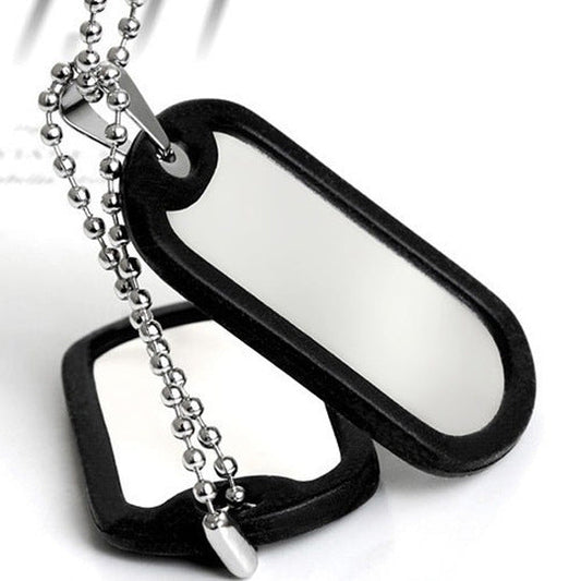 HKM-777171 Titanium Steel Men's Necklace with Bead Chain and Multi-Layer Pendant