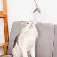 HKM-7771837 Suction Cup Cat Teaser Stick with Elastic Steel Wire and Feather Ends