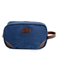 HKM-777235 Canvas Toiletry Bag for Men - PU and Cowhide Material, 24cm x 10cm x 14cm