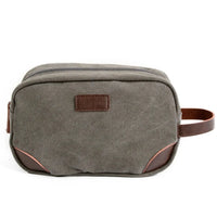 HKM-777235 Canvas Toiletry Bag for Men - PU and Cowhide Material, 24cm x 10cm x 14cm