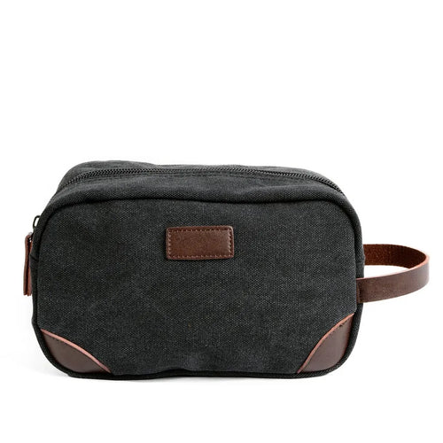 HKM-777235 Canvas Toiletry Bag for Men - PU and Cowhide Material, 24cm x 10cm x 14cm