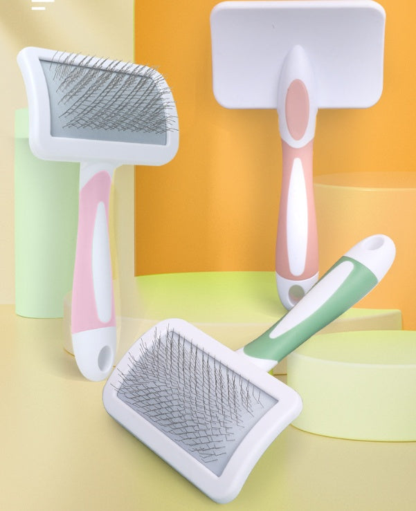 HKM-7772605 Dog Knot Remover and Unraveled Comb - Plastic Grooming Tool in Pink, Green, Purple