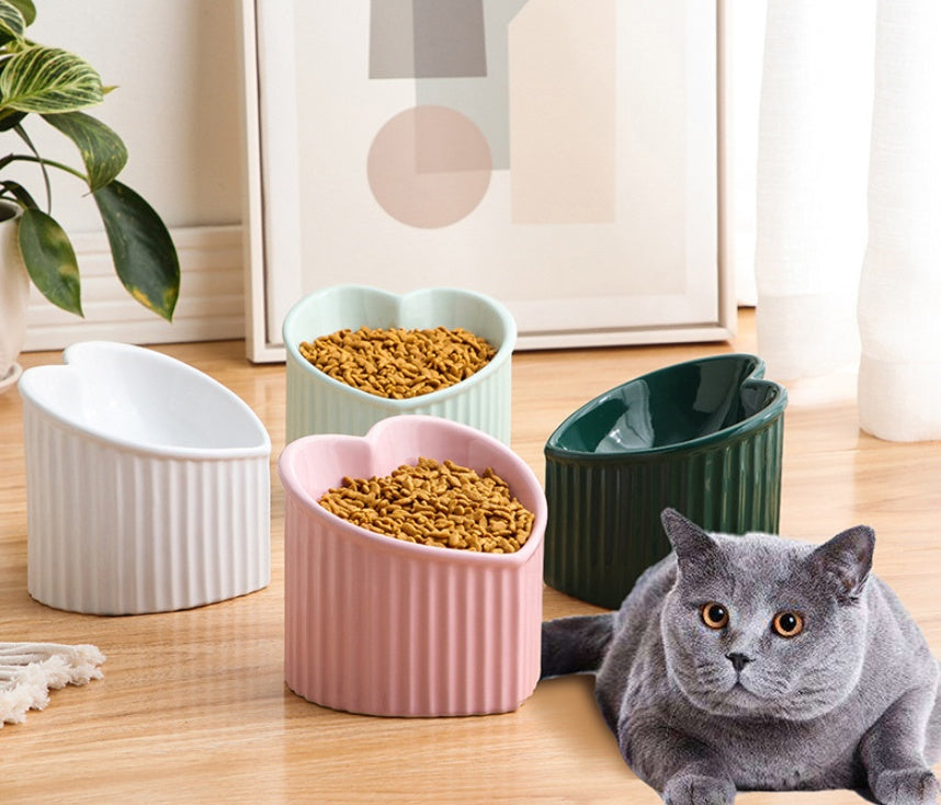 HKM-7772989 Ceramic Pet Bowl with Inclined Design for Healthier Feeding, Dishwasher & Microwave Safe