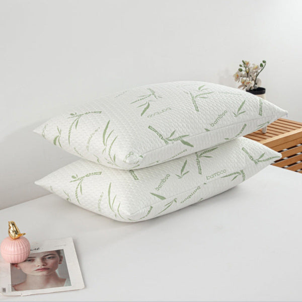 HKM-777299 Green Bamboo Leaf Quilted Air Layer Pillow Inner Cover, 48 x 74cm, 100% Bamboo Fiber