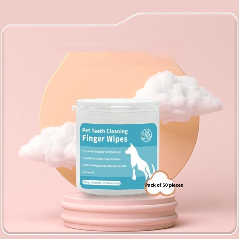 HKM-7773245 Pet Cleaning Essentials: Thickened Dental Finger Cots & Ear Wipes Set, 50 Pieces Each