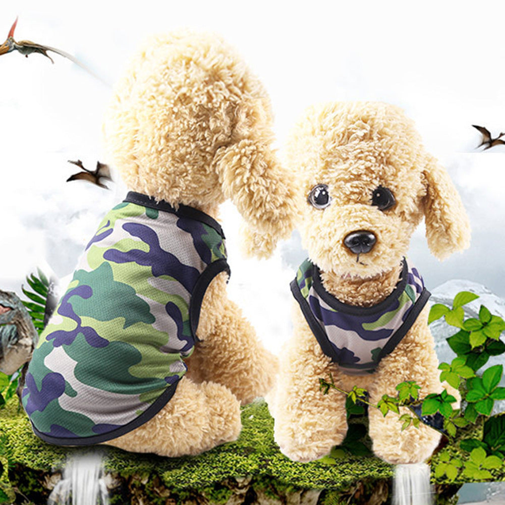 HKM-7773373 Multicolor Printed Mesh Camouflage Cartoon Dog Vest with Casual Style