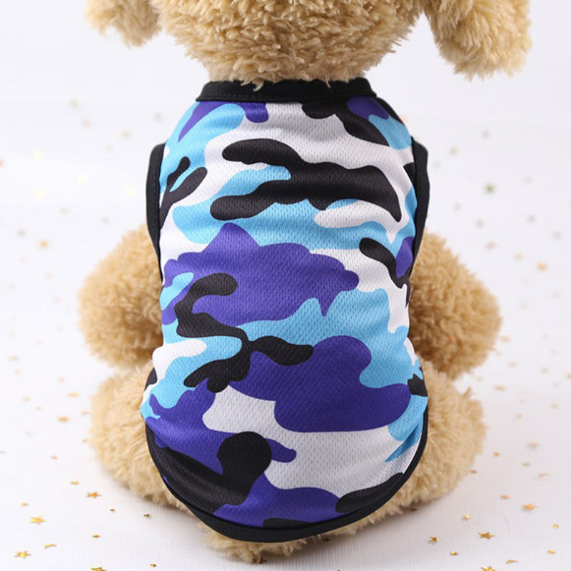 HKM-7773373 Multicolor Printed Mesh Camouflage Cartoon Dog Vest with Casual Style