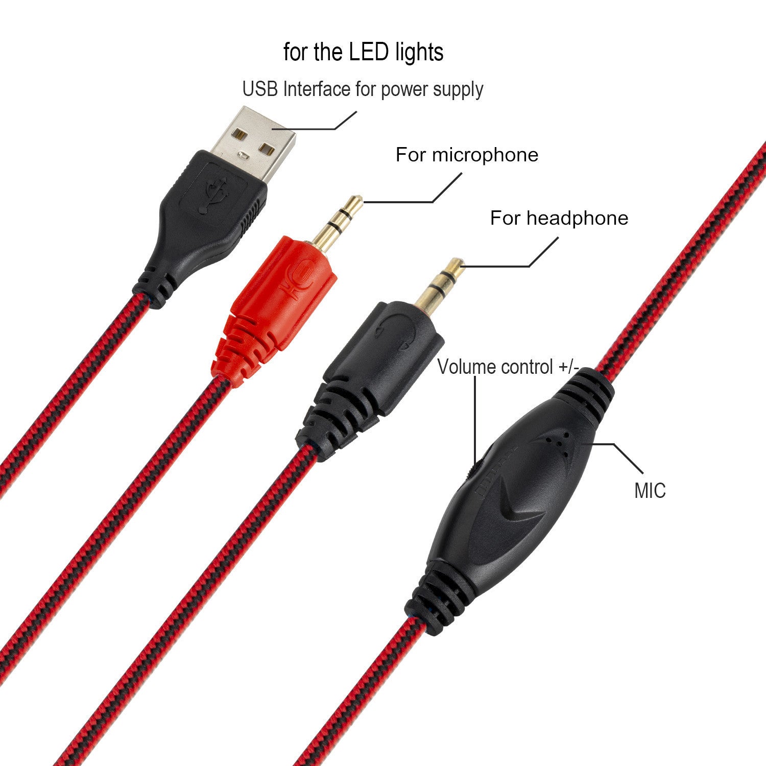 HKM-777363 Luminous Wired Computer Headset with 3.5mm and USB Connectivity - 40mm Drivers, 2m Cable, 20-20,000 Hz Frequency Response