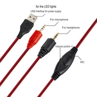 HKM-777363 Luminous Wired Computer Headset with 3.5mm and USB Connectivity - 40mm Drivers, 2m Cable, 20-20,000 Hz Frequency Response