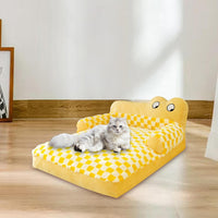 HKM-7774269 Washable Plush Dog Sofa Bed with Antislip Base for Cats and Small Dogs, Multiple Sizes Available