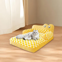 HKM-7774269 Washable Plush Dog Sofa Bed with Antislip Base for Cats and Small Dogs, Multiple Sizes Available