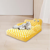 HKM-7774269 Washable Plush Dog Sofa Bed with Antislip Base for Cats and Small Dogs, Multiple Sizes Available