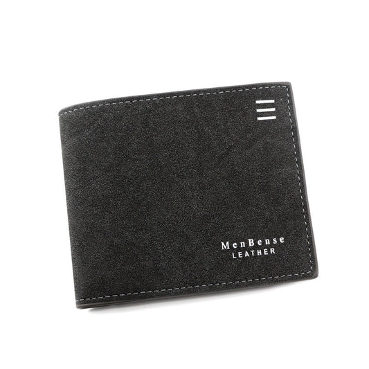 HKM-777427 Personalized Men's Short Wallet in PU Leather with Card Slots and Coin Pockets