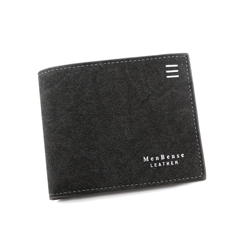 HKM-777427 Personalized Men's Short Wallet in PU Leather with Card Slots and Coin Pockets