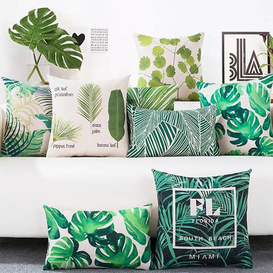 HKM-777555 Medium Plant Rainforest Series Pillow - 45x45cm Thick Blended Fabric with Nature-Inspired Designs