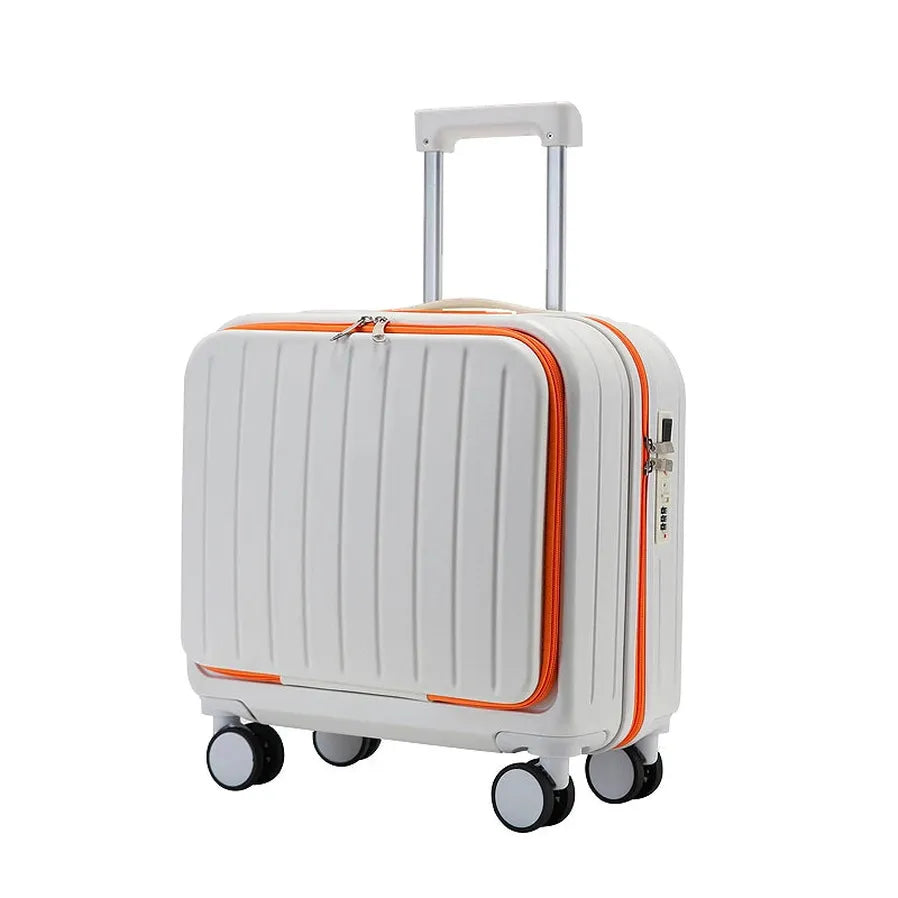 HKM-777555 Versatile Compact Carry-On Trolley with Front Laptop Pocket for Business Travel