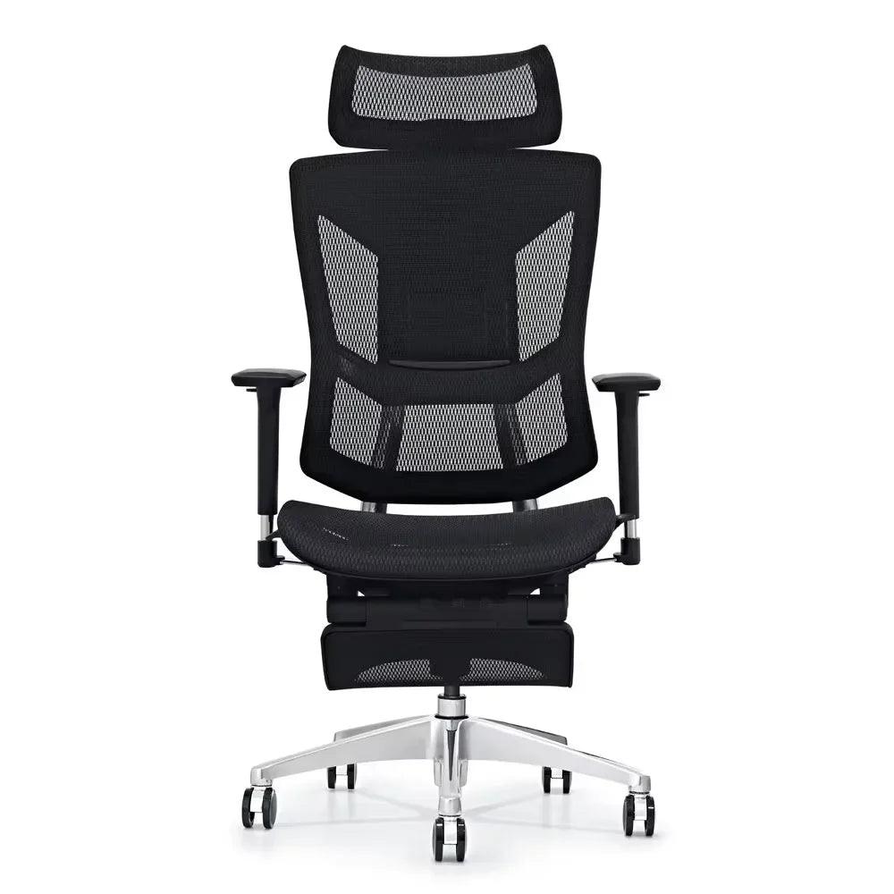 HKM-777619 Contemporary Black Fabric Reclining Office Chair with Adjustable Headrest for Ergonomic Comfort