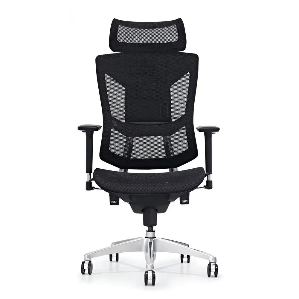 HKM-777619 Contemporary Black Fabric Reclining Office Chair with Adjustable Headrest for Ergonomic Comfort