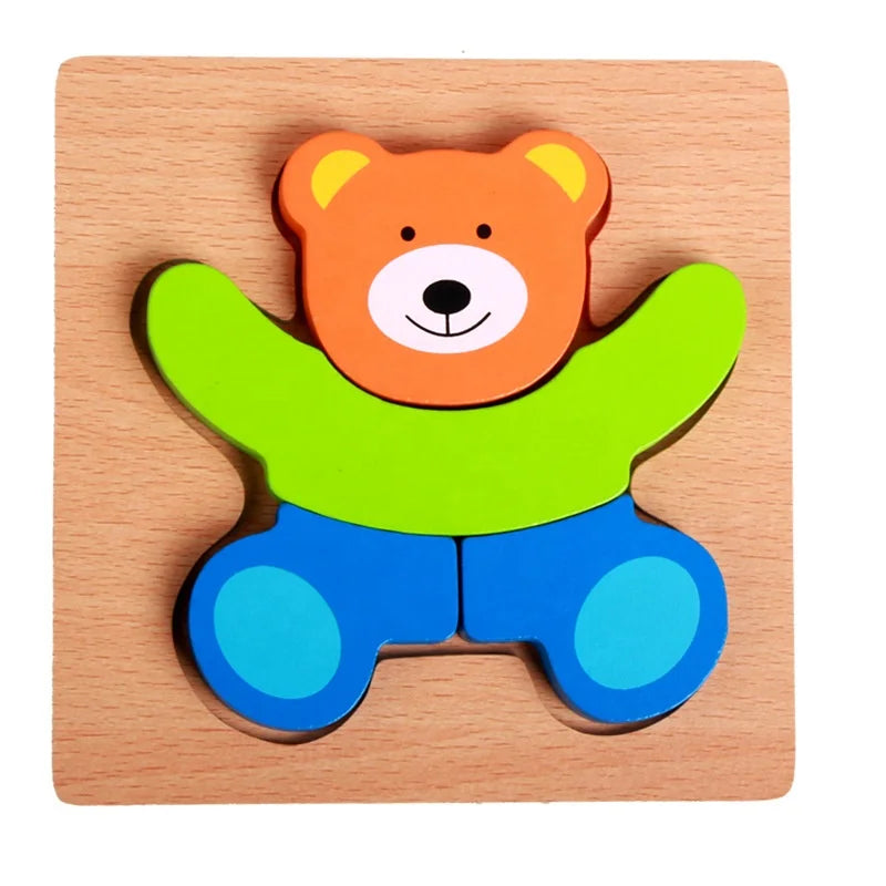 HKM-777619 Wooden Animal Puzzle Toy for Toddlers Age 1-3 - Educational and Interactive Learning Game