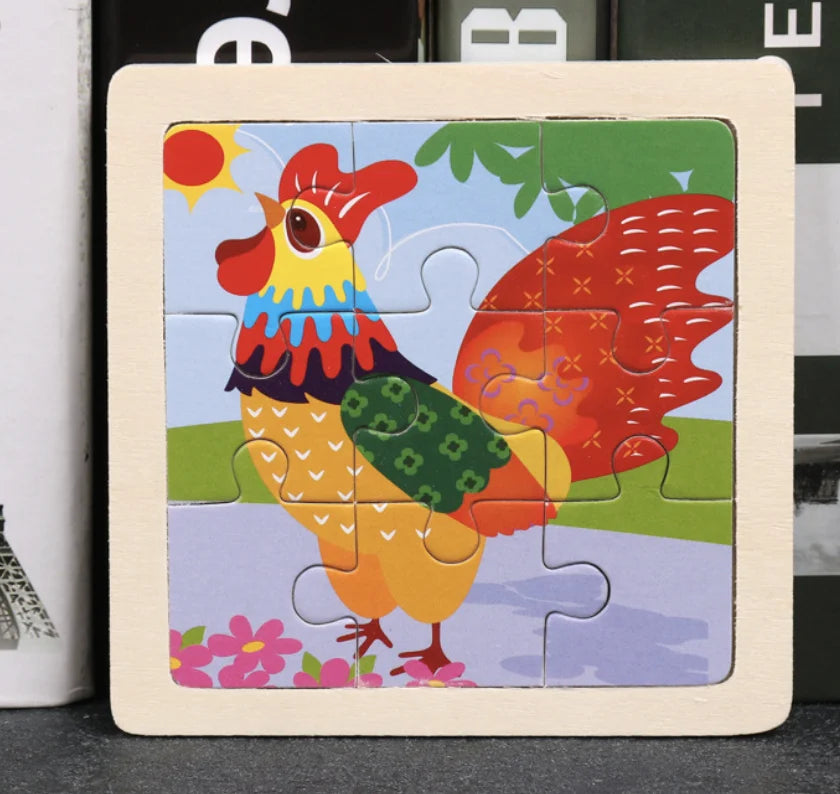 HKM-777619 Wooden Animal Puzzle Toy for Toddlers Age 1-3 - Educational and Interactive Learning Game