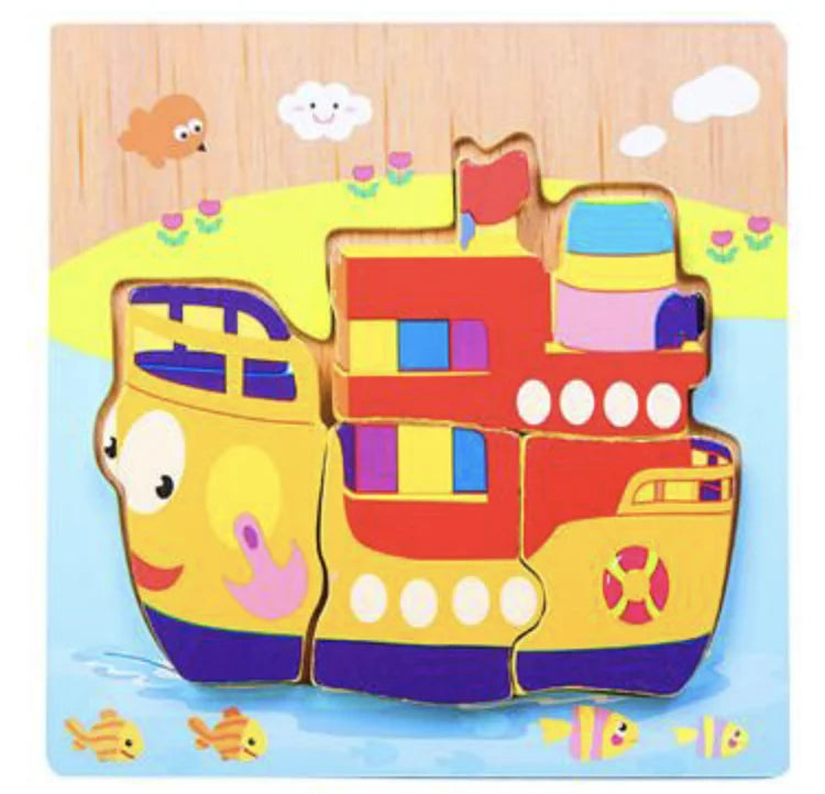 HKM-777619 Wooden Animal Puzzle Toy for Toddlers Age 1-3 - Educational and Interactive Learning Game
