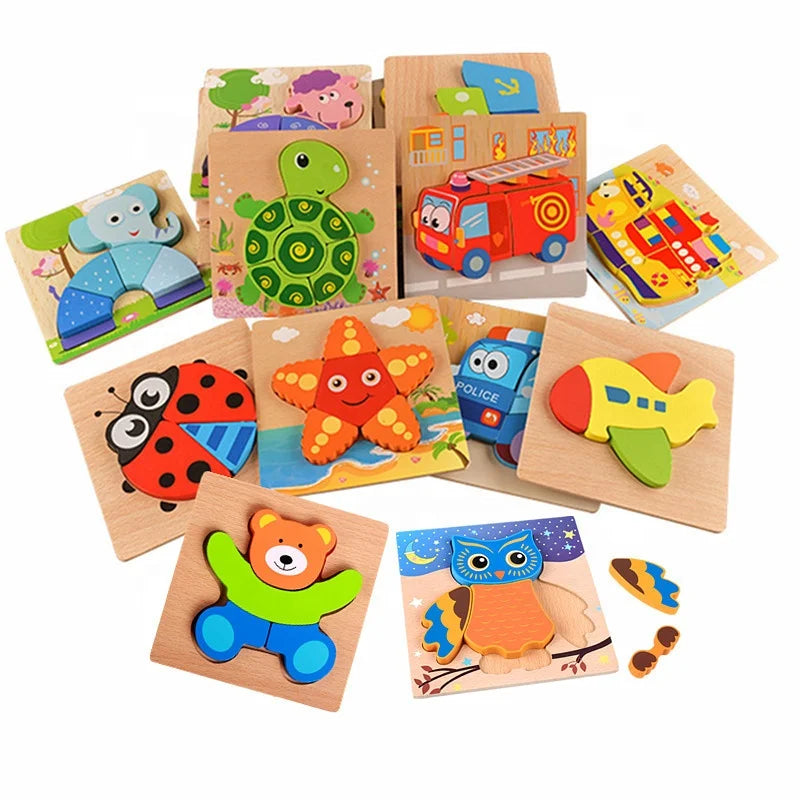 HKM-777619 Wooden Animal Puzzle Toy for Toddlers Age 1-3 - Educational and Interactive Learning Game