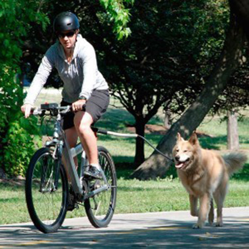 HKM-7776573 Hands-Free Dog Traction Rope for Bicycles - Adjustable Nylon Leash with Stainless Steel Handle, 44 cm Length, Stretches to 190 cm