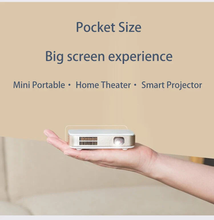 HKM-777683 Portable 4K Home Theater Projector with Smart DLP, 5400mAh Battery, and Dual Wifi Connectivity for Travel