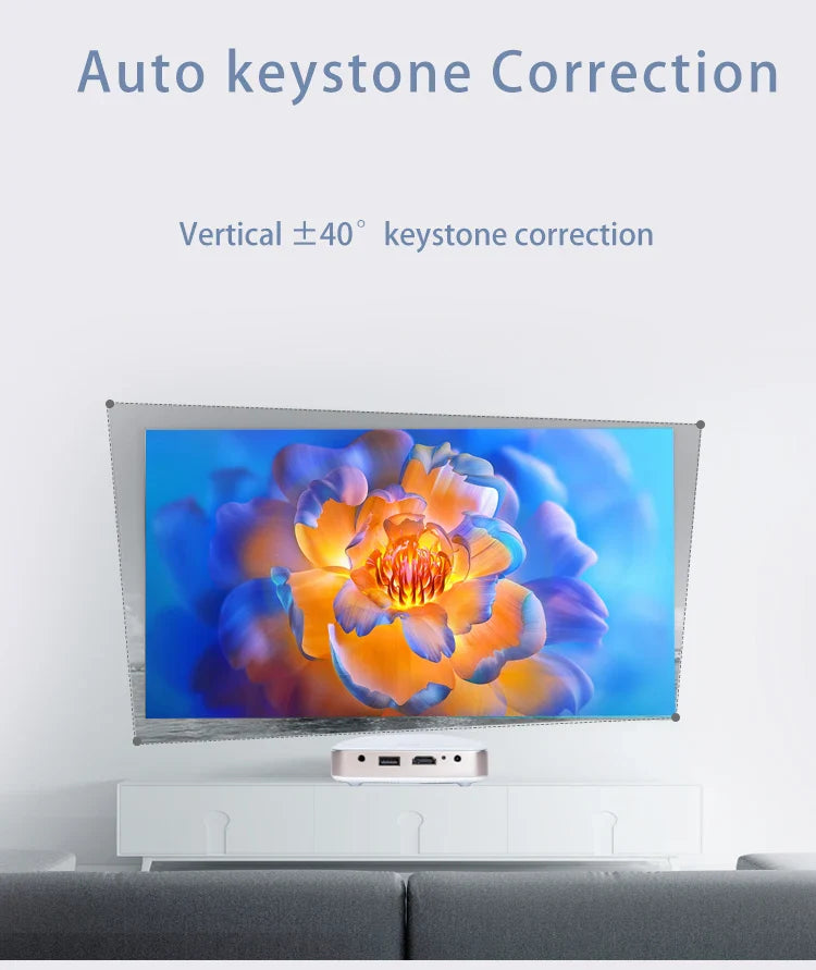 HKM-777683 Portable 4K Home Theater Projector with Smart DLP, 5400mAh Battery, and Dual Wifi Connectivity for Travel