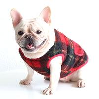 HKM-7777341 French Red Checkered Double Layer Vest for Dogs - Casual Two-Legged Clothing in Sizes XS-XXL