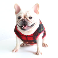 HKM-7777341 French Red Checkered Double Layer Vest for Dogs - Casual Two-Legged Clothing in Sizes XS-XXL