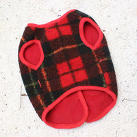 HKM-7777341 French Red Checkered Double Layer Vest for Dogs - Casual Two-Legged Clothing in Sizes XS-XXL