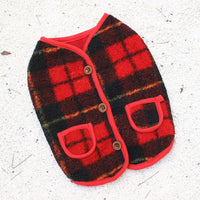 HKM-7777341 French Red Checkered Double Layer Vest for Dogs - Casual Two-Legged Clothing in Sizes XS-XXL