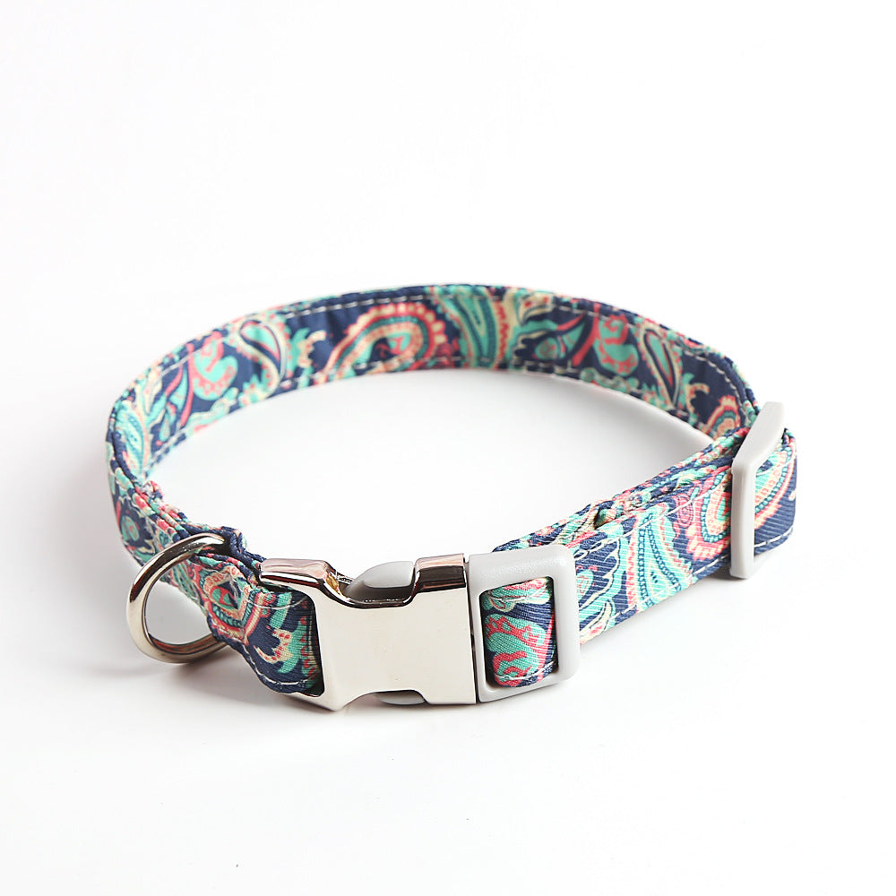 HKM-7778621 Stylish Cotton Dog Collar with Durable Alloy Buckle - Available in Vibrant Colors