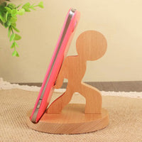 HKM-777875 Beech Wood Lazy Phone Holder – Custom Lettering Mobile Stand with Unique Animal Designs
