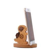 HKM-777875 Beech Wood Lazy Phone Holder – Custom Lettering Mobile Stand with Unique Animal Designs