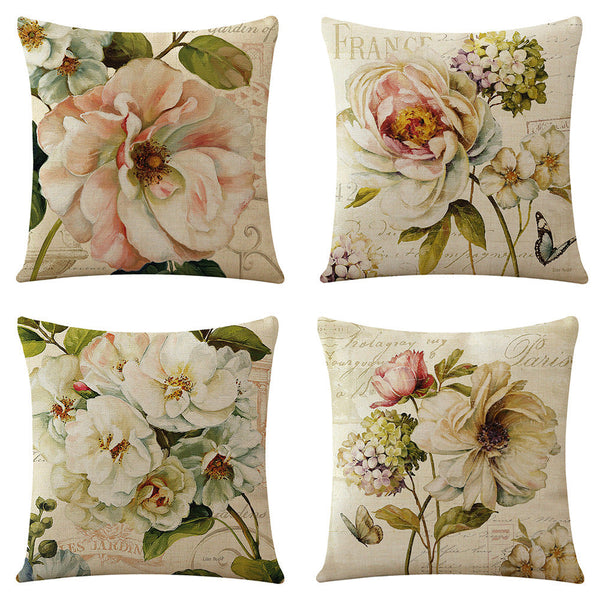 HKM-777875 Ocean Series Flax Pillow Cover - Landscape Design, Cotton and Linen, Size 45*45
