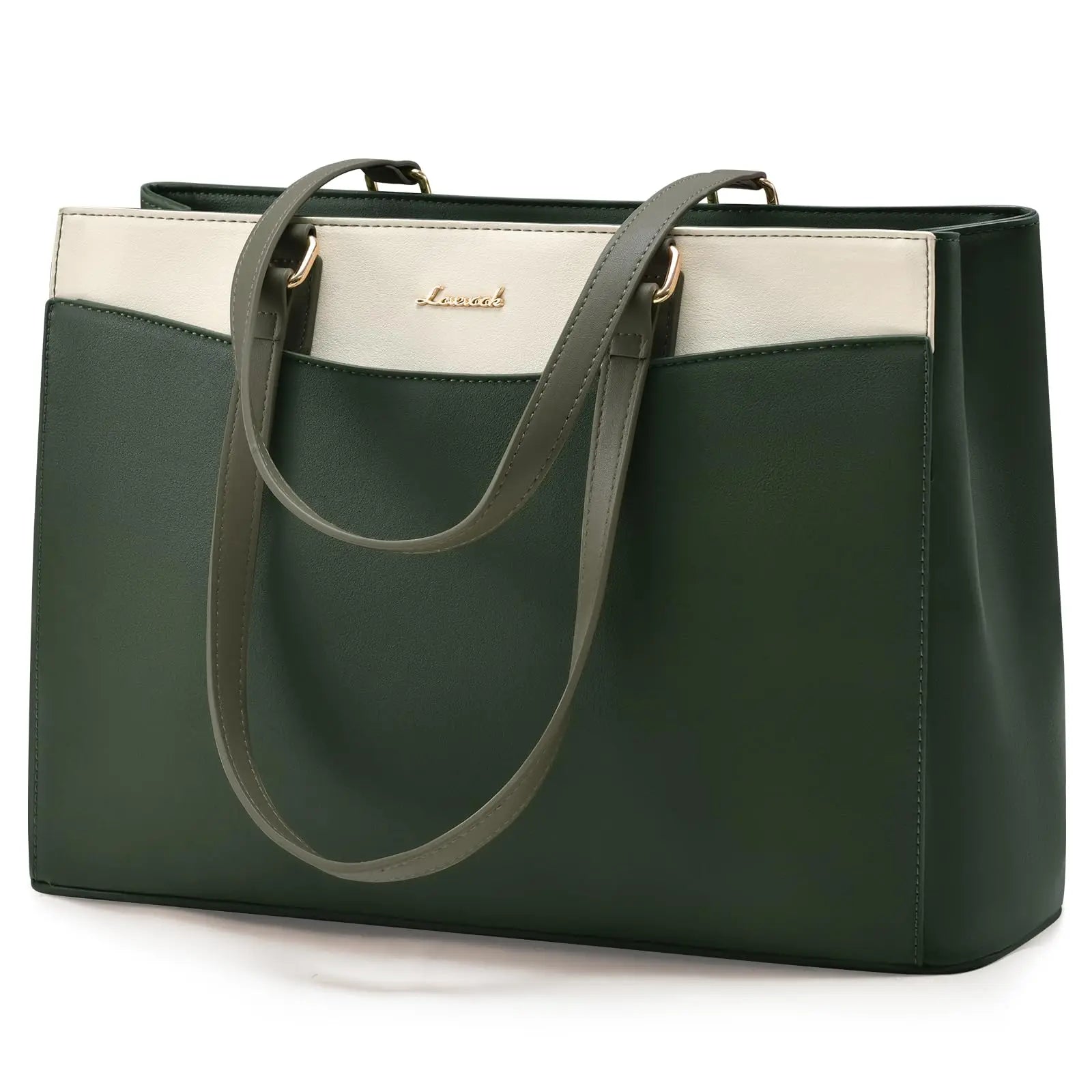 HKM-777875 Waterproof PU Leather 15.6-17.3 Inch Business Tote Bag for Women - Classic Office Briefcase