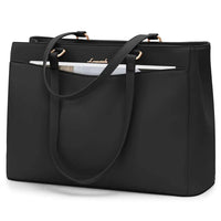 HKM-777875 Waterproof PU Leather 15.6-17.3 Inch Business Tote Bag for Women - Classic Office Briefcase