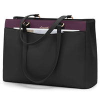 HKM-777875 Waterproof PU Leather 15.6-17.3 Inch Business Tote Bag for Women - Classic Office Briefcase