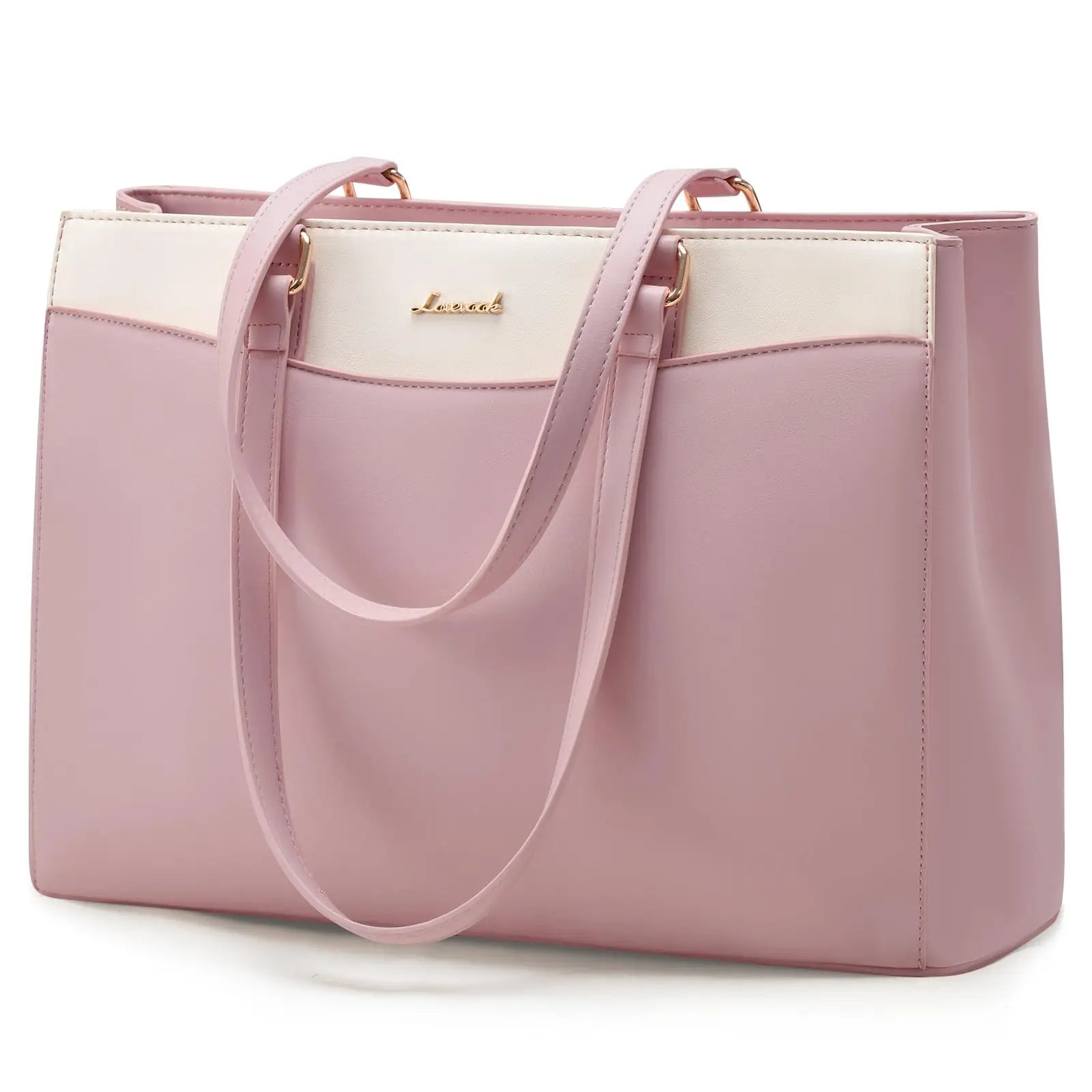 HKM-777875 Waterproof PU Leather 15.6-17.3 Inch Business Tote Bag for Women - Classic Office Briefcase