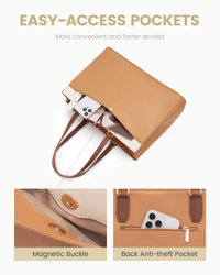 HKM-777875 Waterproof PU Leather 15.6-17.3 Inch Business Tote Bag for Women - Classic Office Briefcase