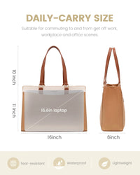 HKM-777875 Waterproof PU Leather 15.6-17.3 Inch Business Tote Bag for Women - Classic Office Briefcase
