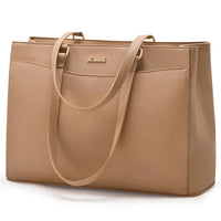 HKM-777875 Waterproof PU Leather 15.6-17.3 Inch Business Tote Bag for Women - Classic Office Briefcase