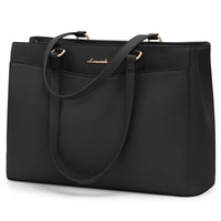 HKM-777875 Waterproof PU Leather 15.6-17.3 Inch Business Tote Bag for Women - Classic Office Briefcase