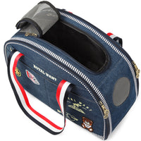 HKM-7779005 Portable Japanese Style Pet Diaper Bag - Denim, Cartoon Pattern, Medium Hard, 43cm x 20cm x 30cm