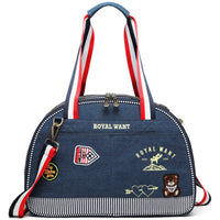 HKM-7779005 Portable Japanese Style Pet Diaper Bag - Denim, Cartoon Pattern, Medium Hard, 43cm x 20cm x 30cm