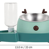 HKM-7780029 Automatic Slow Feeder Pet Bowl with Stainless Steel and Detachable Water Tray for Dogs and Cats