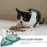 HKM-7780029 Automatic Slow Feeder Pet Bowl with Stainless Steel and Detachable Water Tray for Dogs and Cats